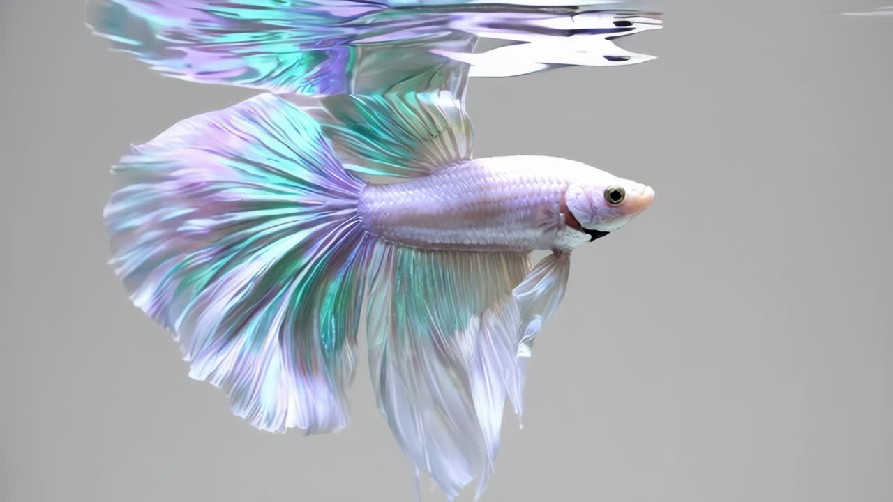 Beautiful White Betta Fish with Vibrant Fin Colors