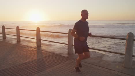 senior man running on the promenade