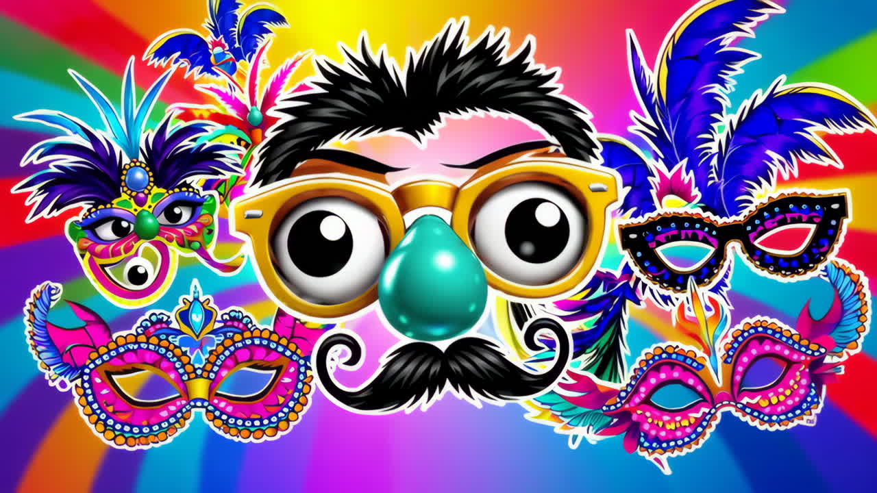 Vibrant Carnival Masks and Humorous Disguises