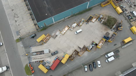 top down aerial of small recycling station