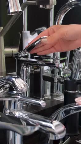 modern faucets on display