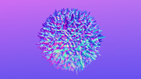 a visually captivating 3d render of a blue and purple spherical object composed of smaller triangles arranged circularly, showcasing a smooth and reflective surface with striking color gradients