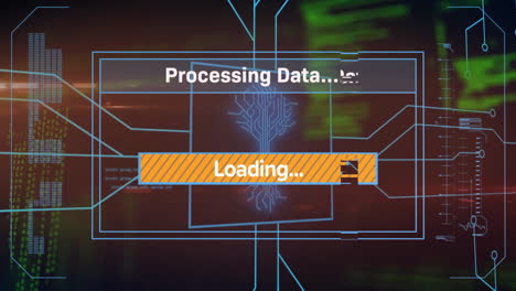 Animación-Del-Procesamiento-De-Textos-Y-Datos-Sobre-Pantalla-Y-Placa-De-Circuito