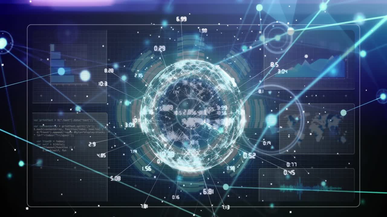 데이터 프로세싱의 애니메이션과 연결과 함께 지구