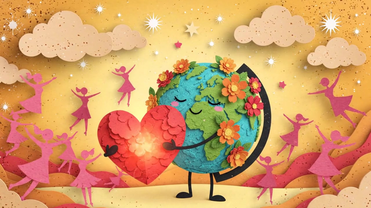 International women's day papercraft globe celebration