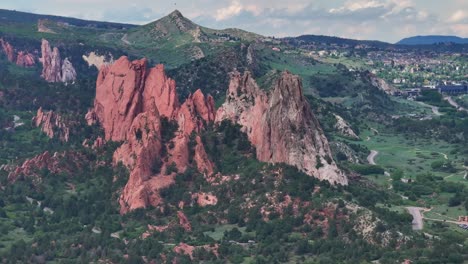 beautiful drone close up of red rock formation and natural landscape