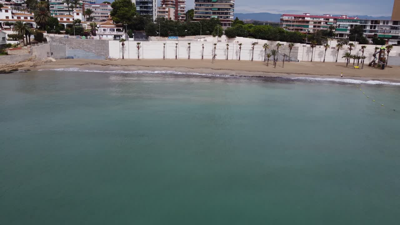 Almadraba beach in Alicante, Spain Europe empty aerial drone Mediterranean sea