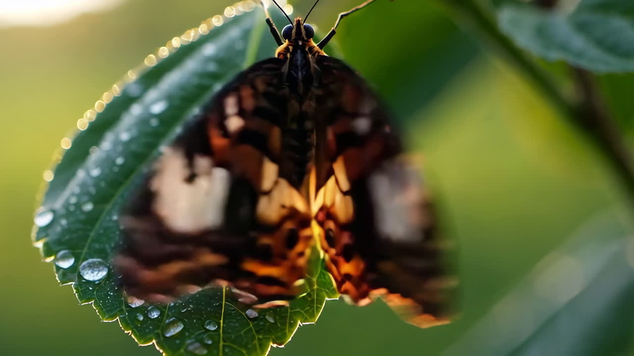 Butterfly and Chrysalis on a Leaf