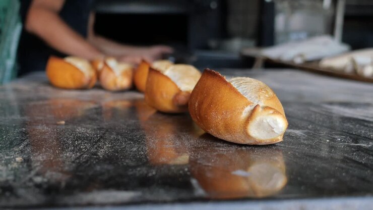 Freshly baked bread in a bakery