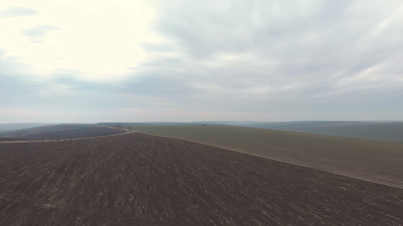 una vasta llanura con automóviles circulando por una carretera rural durante el verano