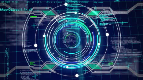 animation of scope scanning and data processing over dark background