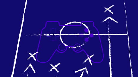 animación del gamepad sobre el plan de partido en fondo azul