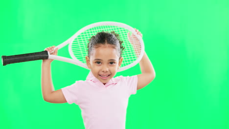 Kinder,-Tennis-Und-Ein-Mädchen-Auf-Einem-Grünen-Bildschirm