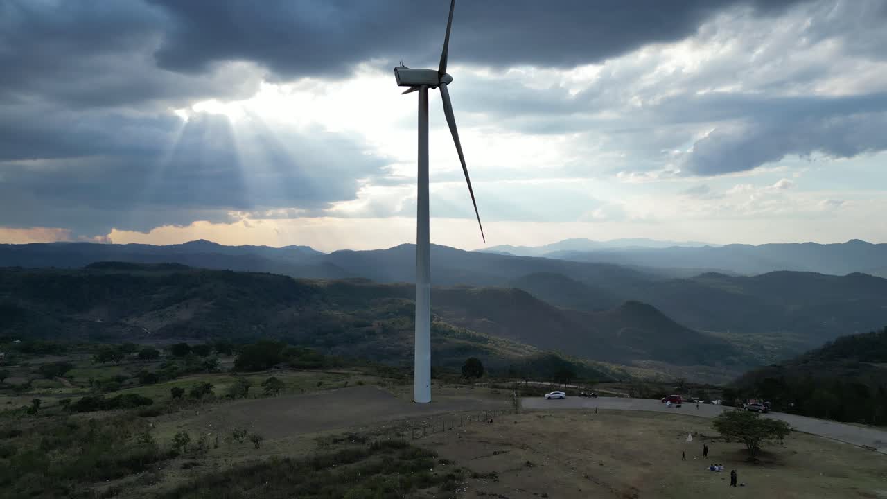 Renewable Energy Windmill in Honduras Mountains, Green Innovation and Environment Hope