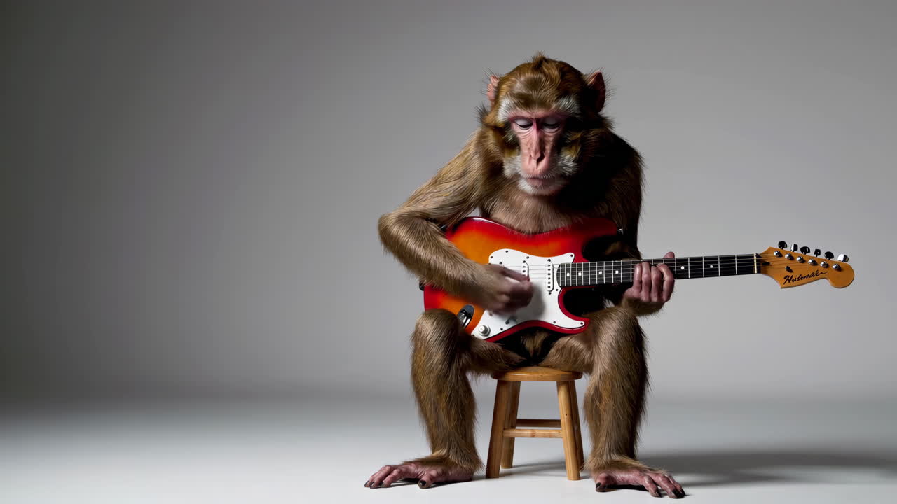 Macaco Tocando Guitarra Elétrica