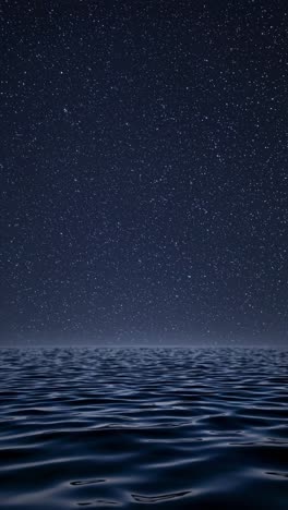 A mesmerizing video of a starry night sky over a calm ocean, captured from a low angle