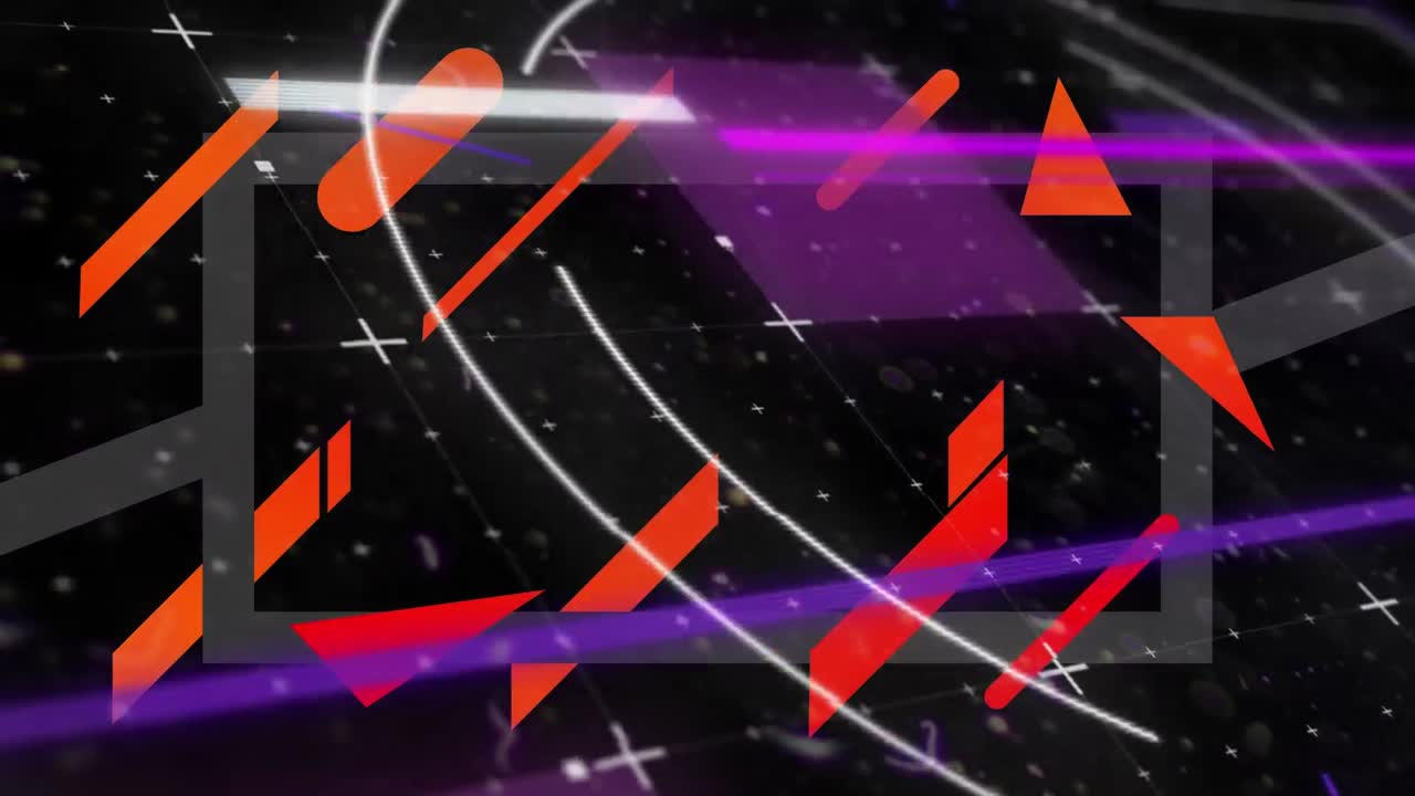 animación del procesamiento de datos y formas sobre fondo negro