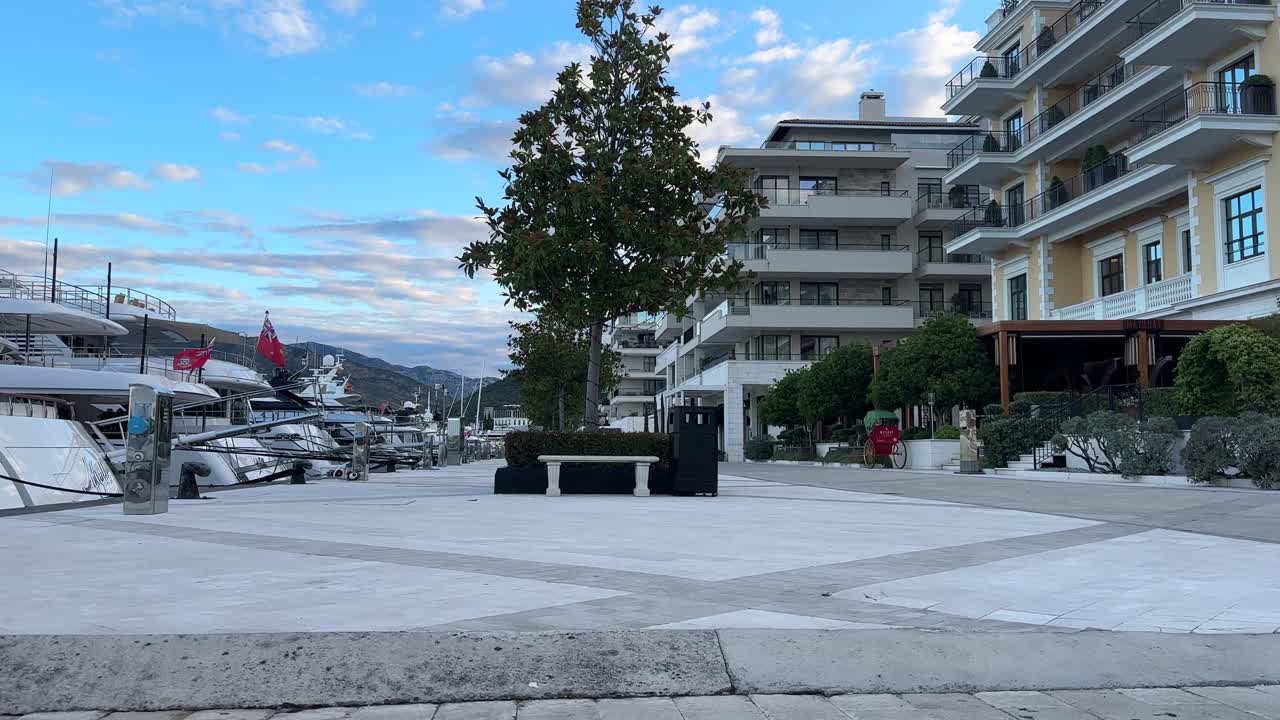 Tivat Coastal port town city harbour montenegro balkans country bay of kotor Boka luxury yachts shopping