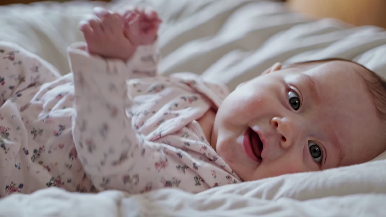 Baby Girl Lying in Bed