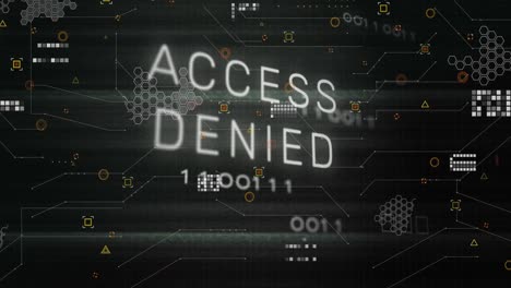 animación de acceso denegado, procesamiento de datos a través de una placa de circuitos informáticos.