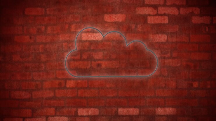 Animation of glowing neon cloud icon on brick wall