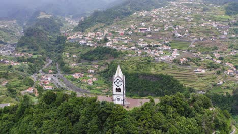 Clock-Tower-Rotation-in-Sao-Vicente,-Madeira,-Portugal