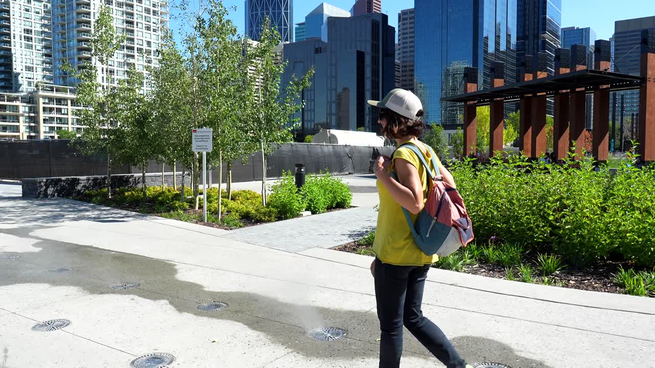 Woman and Child in Urban Park