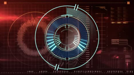 animation of processing circle over data on red background