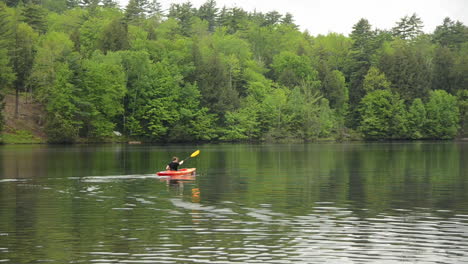man kayaking on a lake