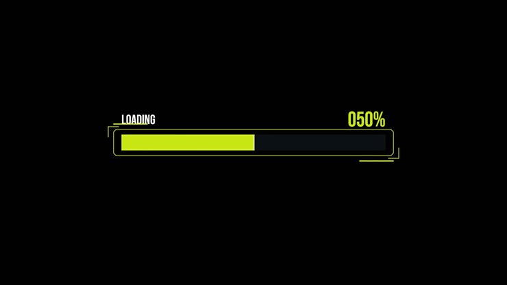 Digital Loading Progress Bar Animation on Black Background