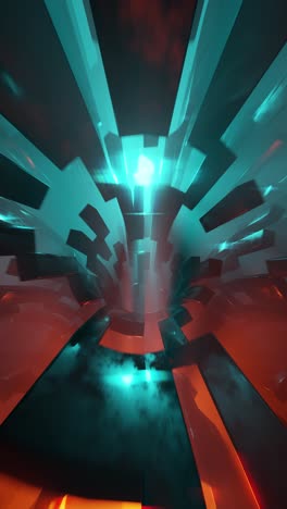 bright glowing neon lights along endless tunnel, loop animation 3d