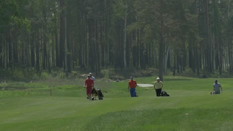 golfers walking on a golf course