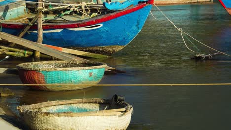 boat and floating basket boats, vinh hy bay fishing marina, vietnam