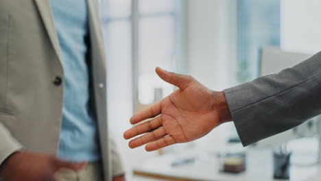 business, closeup and staff with handshake