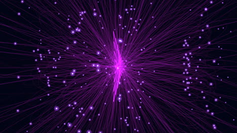 an abstract depiction of a glowing purple lightning bolt emanating from a dark background. made of thin purple lines in a zigzag pattern, creating an electrifying visual effect