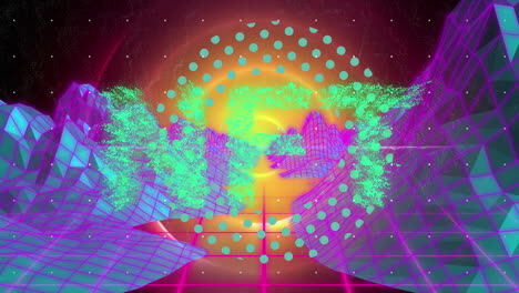 animación de texto de nft sobre montañas digitales