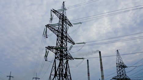 electricity transmission lines. high voltage transmission line with electric power wires