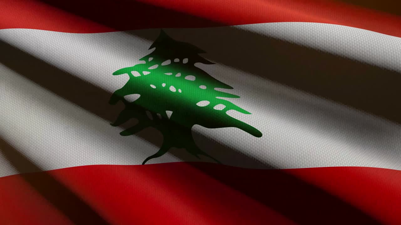 60 fps bandera oscura del líbano con textura de tela ondeando - fondo, uhd 4k animación de bucle sin costuras en 3d