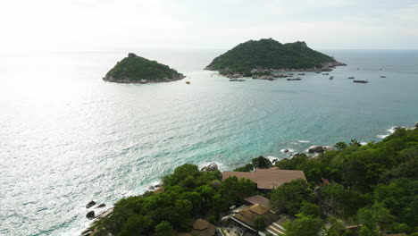 nang yuan island aerial shot in thailand, drone dolly shot