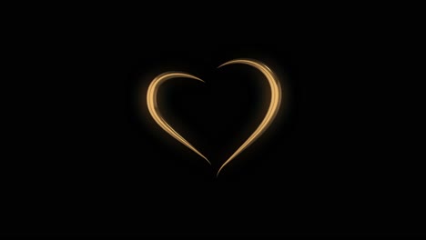 3D-stylized-golden-heart-rotating-in-loop-on-black-background