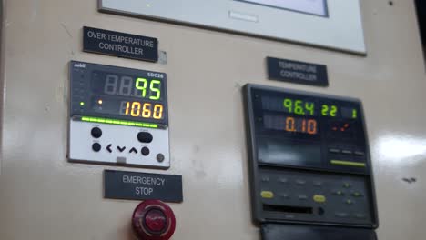 temperature control panel show the digital numbers, close up