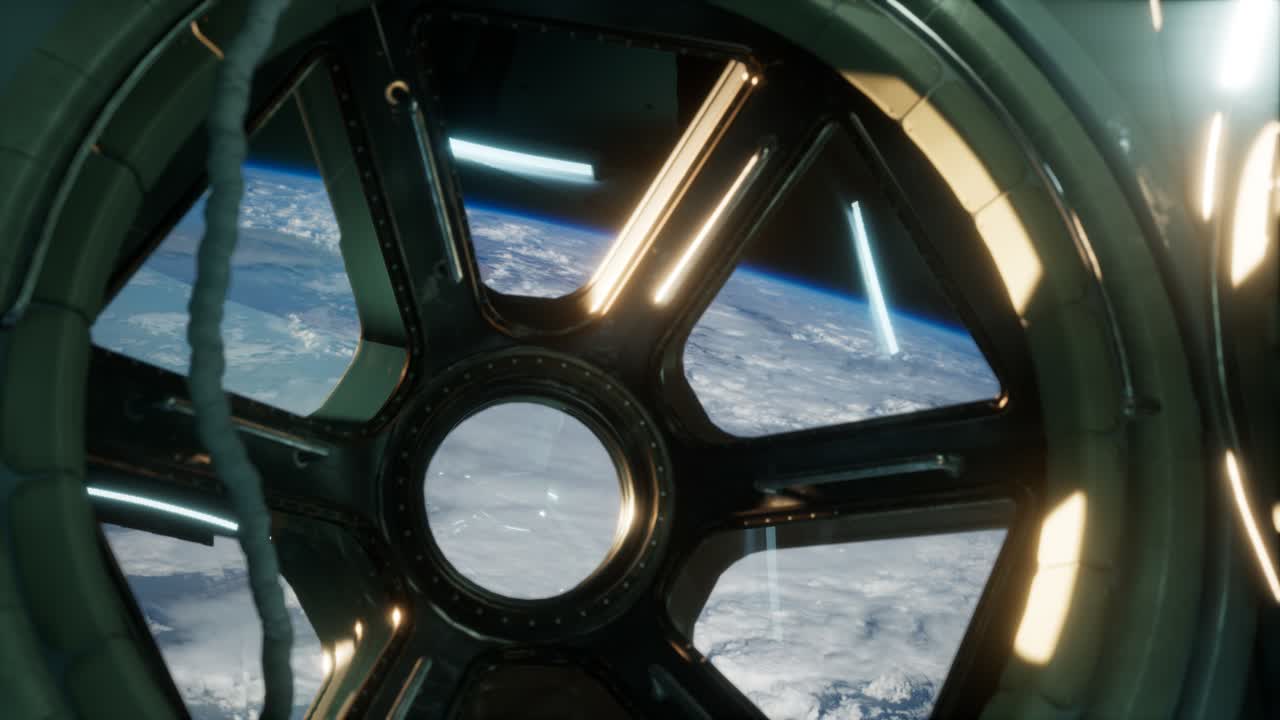 지구 근처 에서 운항 하는 국제 우주 정거장 에서  ⁇   ⁇  의 모습