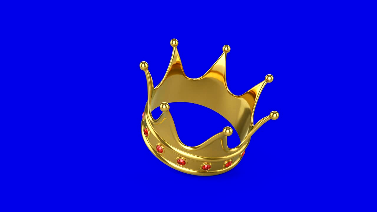 Golden crown falling on a colored background.