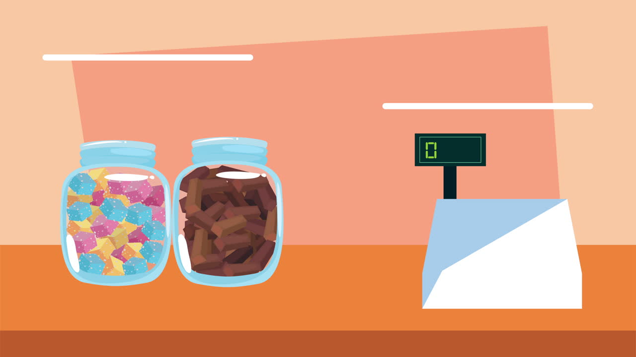 exhibición de dulces en el mostrador de pago