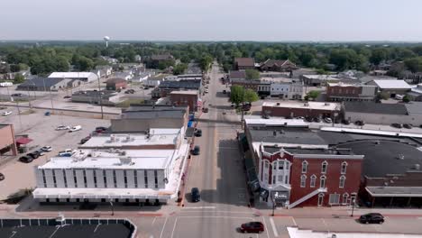 downtown geneseo, illinois with drone video pulling back