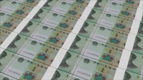 impresión de billetes de renminbi chino por una imprenta de dinero