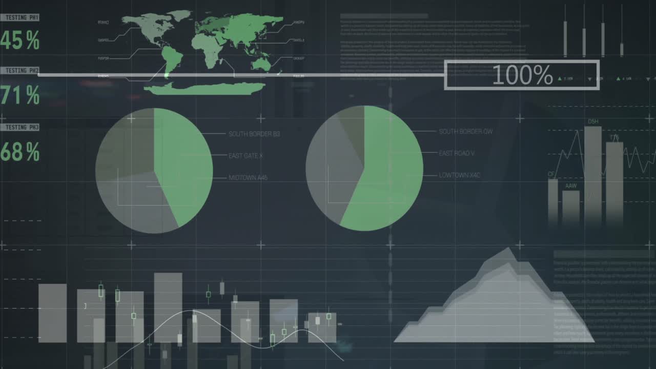 animación del procesamiento de datos sobre un fondo negro