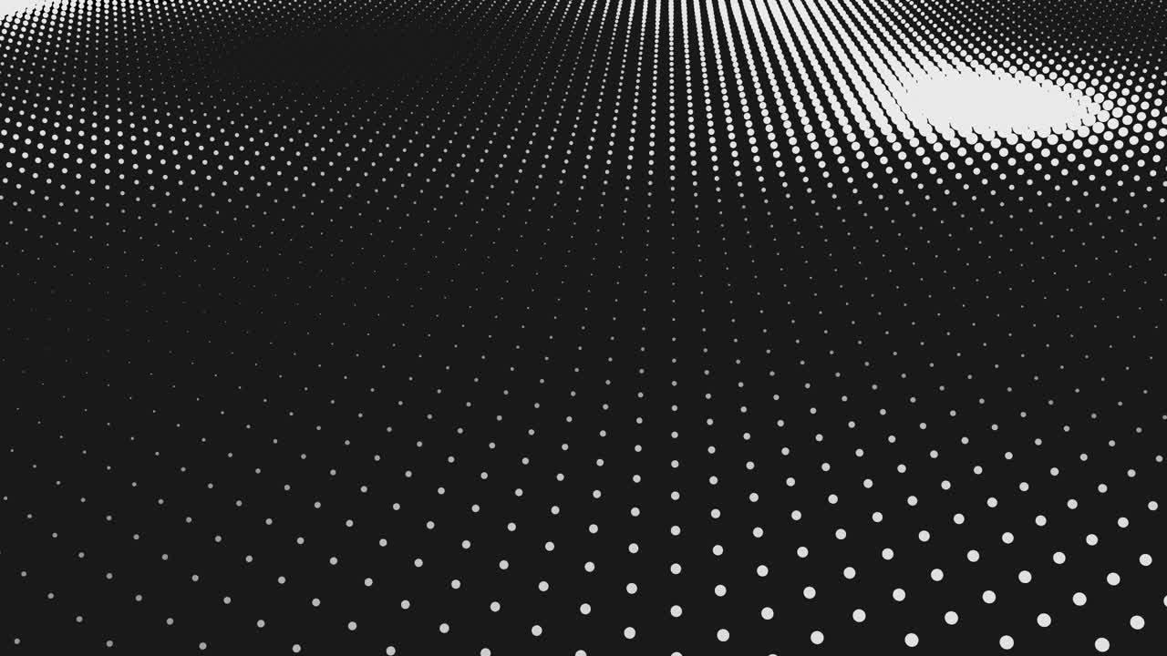 Dynamic White Dots Forming a Wave on Black Background