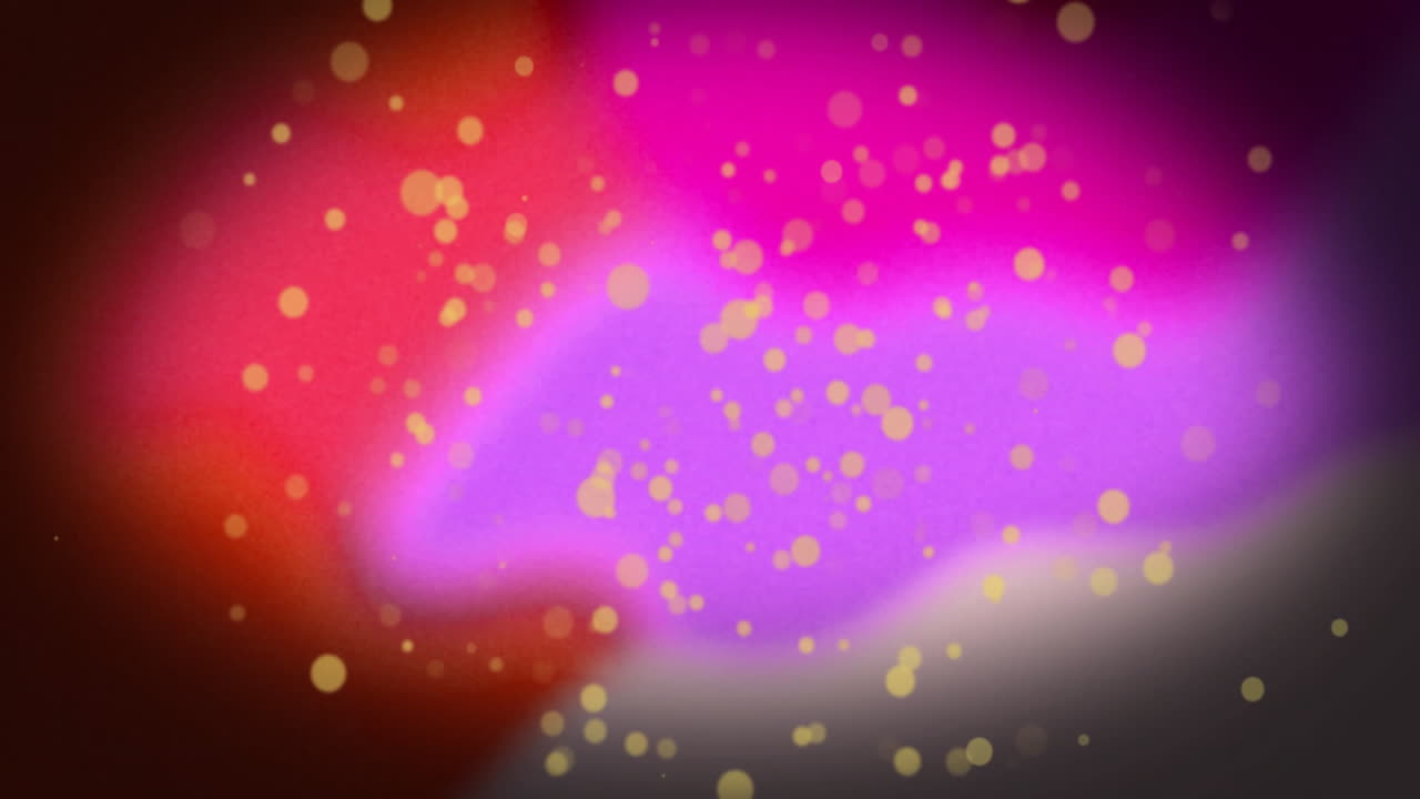 Glowing yellow dots creating colorful animation over pink and purple background