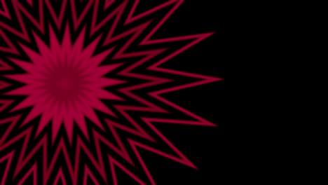 dynamic abstract background with changing lines in  motion of straight lines and curves combined with kaleidoscope rotation turns in strong pink and black colors